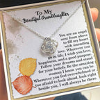 To My Beautiful Granddaughter – Love Knot Necklace | “Angel Sent From Above” Inspirational Message Card | Grandparent Gift for Birthday, Christmas & Milestones