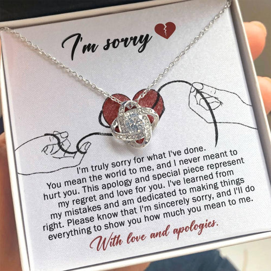 Apology Gift for Girlfriend, Wife, Soulmate - Sorry, Mean The World - Love Knot Pendant Necklace - Mallard Moon Gift Shop