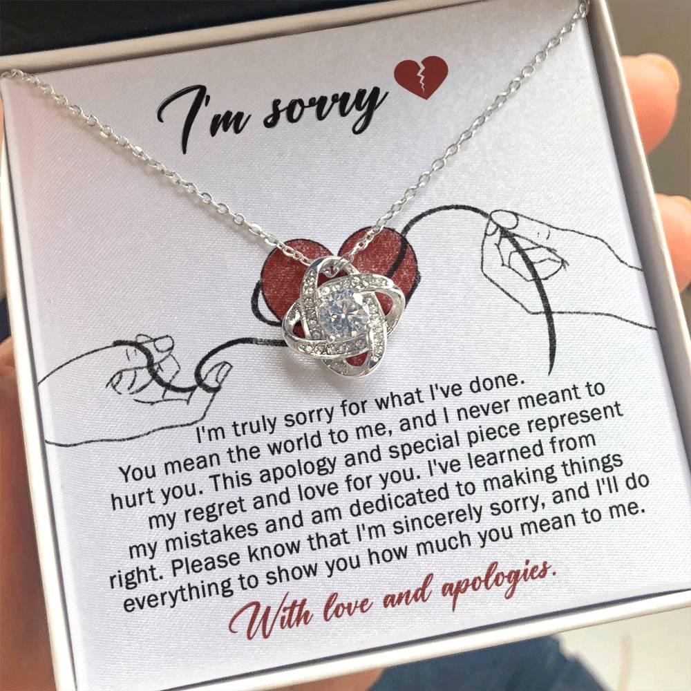 Apology Gift for Girlfriend, Wife, Soulmate - Sorry, Mean The World - Love Knot Pendant Necklace - Mallard Moon Gift Shop