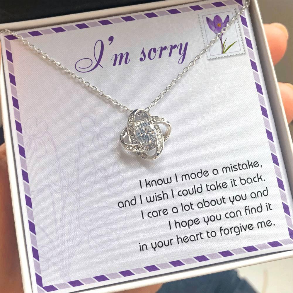 Gift for Girlfriend, Wife - Sorry, Take It Back - Love Knot Pendant Necklace - Mallard Moon Gift Shop