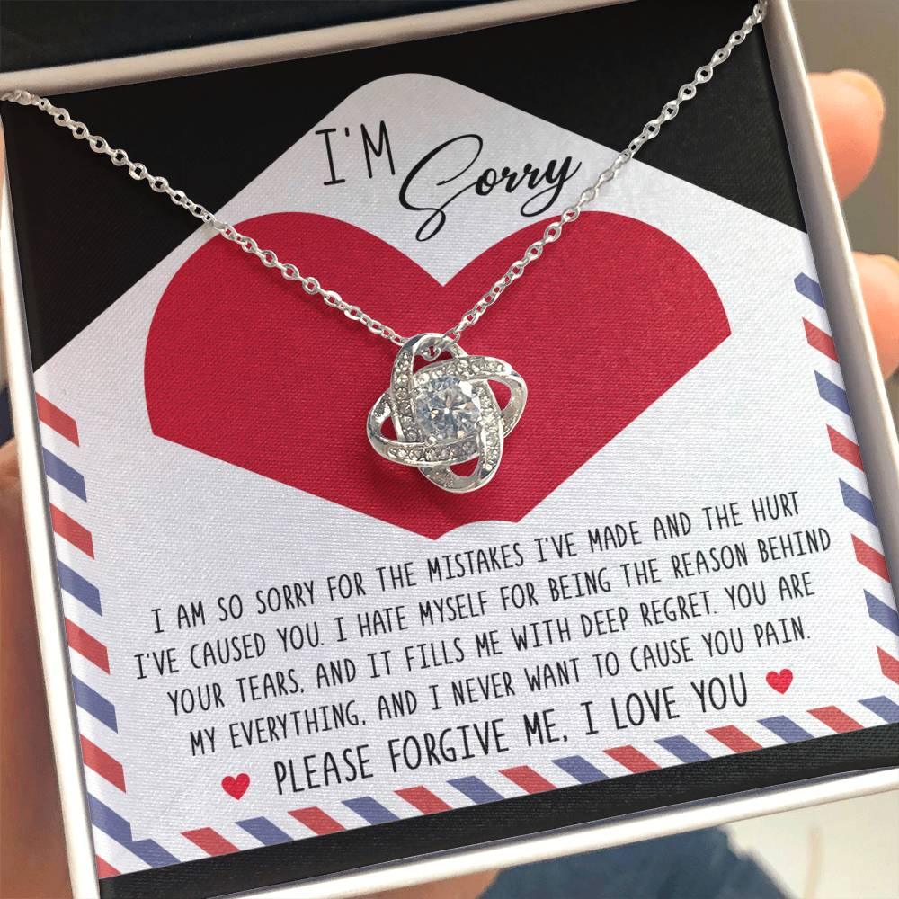 Apology Gift for Girlfriend, Wife, Soulmate - Sorry, Behind Your Tears - Love Knot Pendant Necklace - Mallard Moon Gift Shop