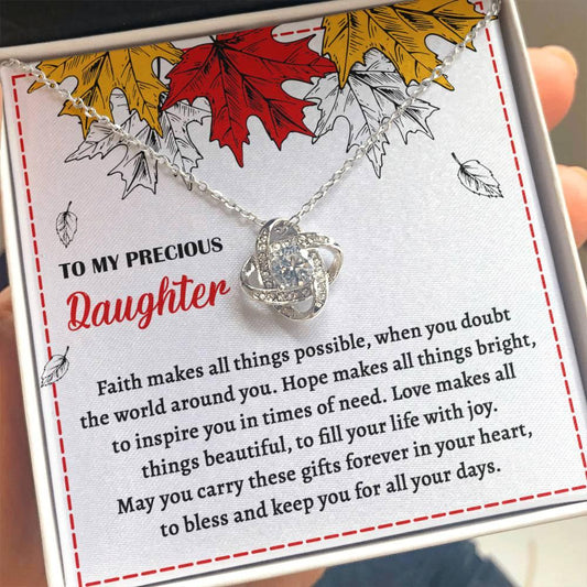 Daughter - Fill Your Life - Love Knot Pendant Necklace - Mallard Moon Gift Shop