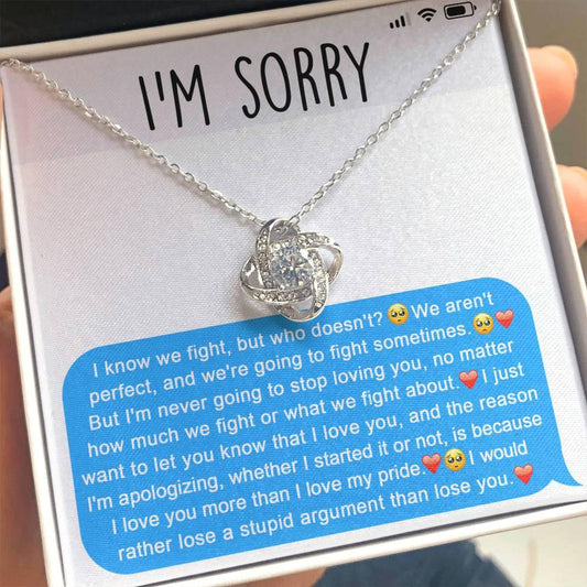 Apology Gift for Girlfriend, Wife, Soulmate - Sorry, Stupid Argument - Love Knot Pendant Necklace - Mallard Moon Gift Shop