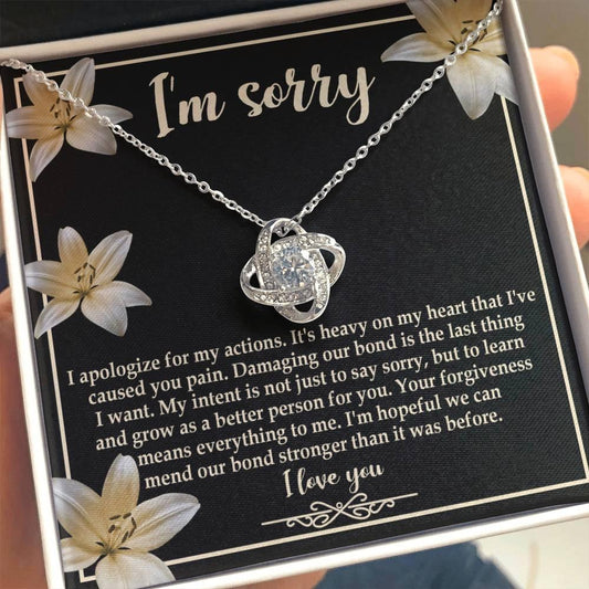 Apology Gift for Girlfriend, Wife, Soulmate - Sorry, The Last Thing - Love Knot Pendant Necklace - Mallard Moon Gift Shop