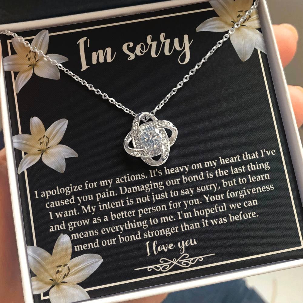 Apology Gift for Girlfriend, Wife, Soulmate - Sorry, The Last Thing - Love Knot Pendant Necklace - Mallard Moon Gift Shop