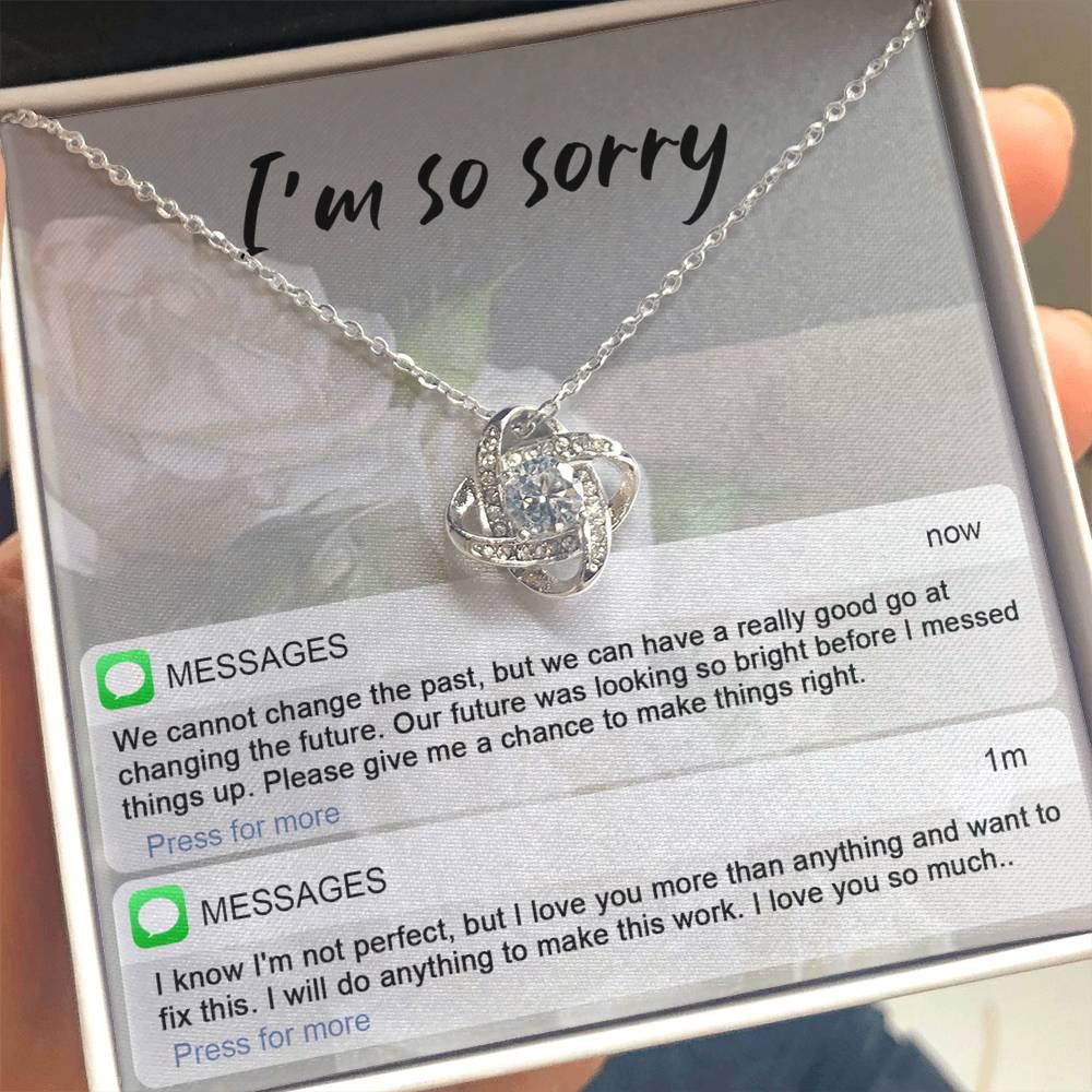 Gift for Girlfriend, Wife - Sorry, I'm Not Perfect - Love Knot Pendant Necklace - Mallard Moon Gift Shop