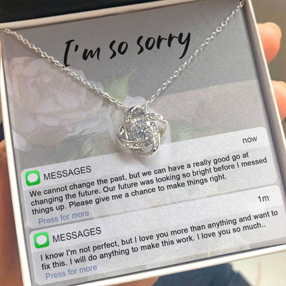 Gift for Girlfriend, Wife - Sorry, I'm Not Perfect - Love Knot Pendant Necklace - Mallard Moon Gift Shop