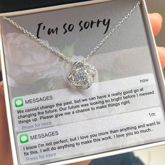 Gift for Girlfriend, Wife - Sorry, I'm Not Perfect - Love Knot Pendant Necklace - Mallard Moon Gift Shop