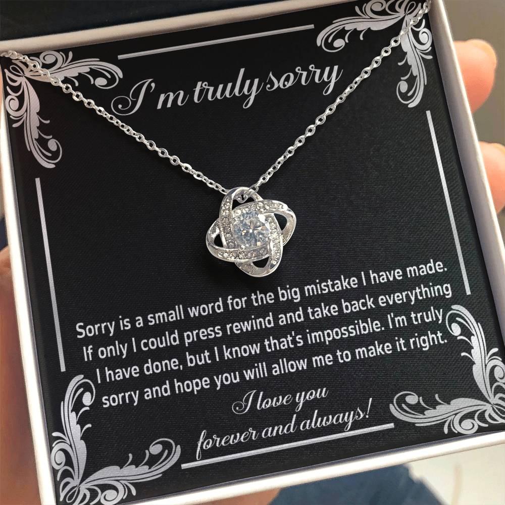 Gift for Girlfriend, Wife-Sorry, Make It Right-Love Knot Pendant Necklace - Mallard Moon Gift Shop