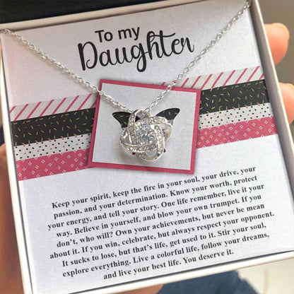 Gift for Daughter - Keep The Fire - Love Knot Pendant Necklace - Mallard Moon Gift Shop
