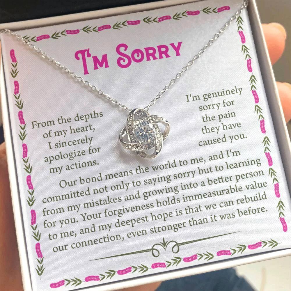 Apology Gift for Girlfriend, Wife - Sorry, For the Pain I Caused - Love Knot Pendant Necklace