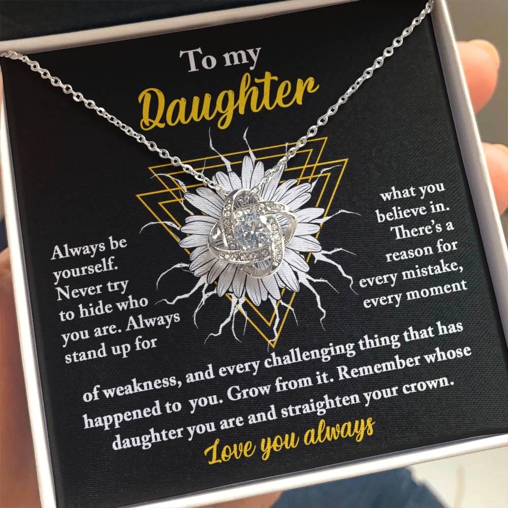 Daughter Gift for Birthday, Christmas Graduation - Be Yourself - Love Knot Pendant Necklace - Mallard Moon Gift Shop
