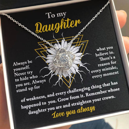 Daughter Gift for Birthday, Christmas Graduation - Be Yourself - Love Knot Pendant Necklace - Mallard Moon Gift Shop