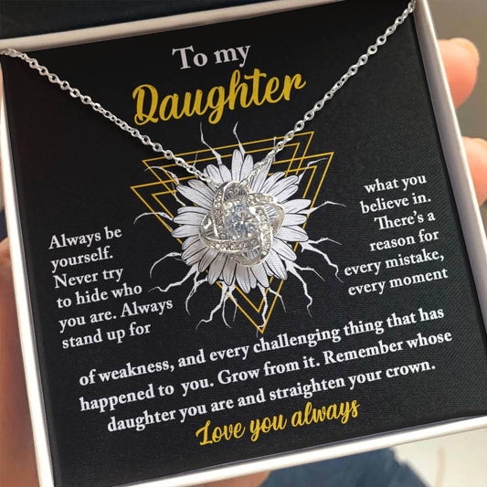 Daughter Gift for Birthday, Christmas Graduation - Be Yourself - Love Knot Pendant Necklace - Mallard Moon Gift Shop