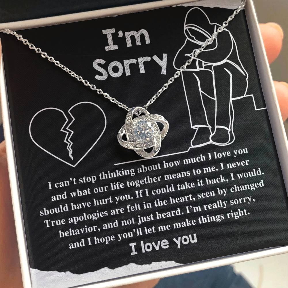 Apology Gift for Girlfriend, Wife, Soulmate - Sorry, Not Just Heard - Love Knot Pendant Necklace - Mallard Moon Gift Shop