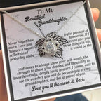 To My Beautiful Granddaughter – Love Knot Necklace Gift | “Love You to the Moon & Back” Message Card | Grandparent Gift for Birthday, Graduation, or Christmas