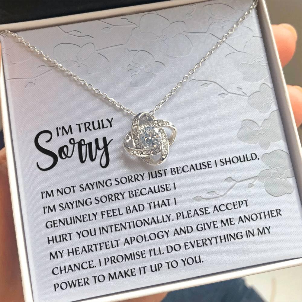 Apology Gift for Girlfriend, Wife, Soulmate - Sorry, Feel Bad - Love Knot Pendant Necklace - Mallard Moon Gift Shop