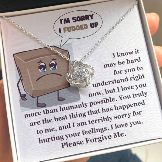 Apology Gift for Girlfriend, Wife, Soulmate - Sorry, The Best Thing - Love Knot Pendant Necklace - Mallard Moon Gift Shop