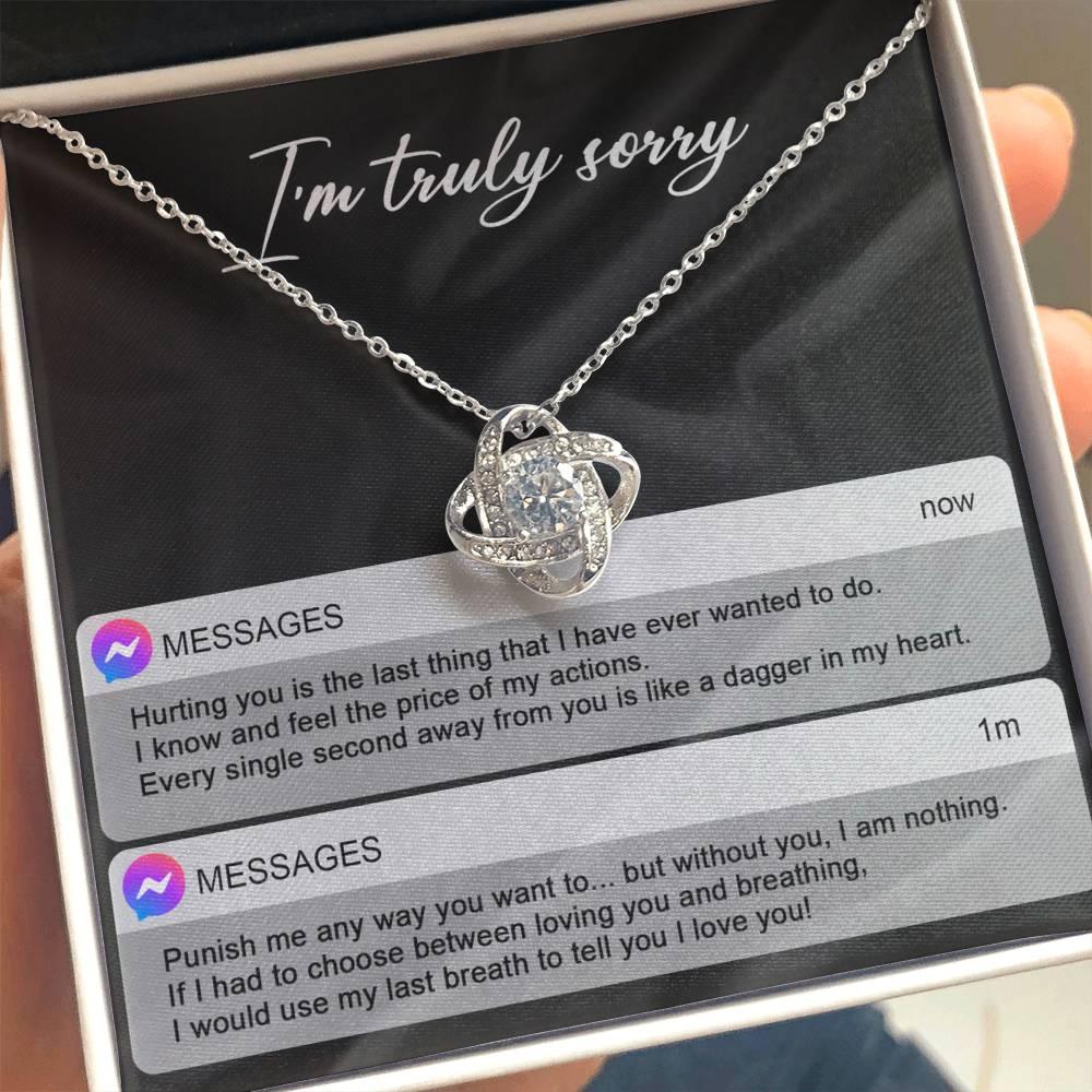 Gift for Girlfriend, Wife - Sorry, Away From You - Love Knot Pendant Necklace - Mallard Moon Gift Shop