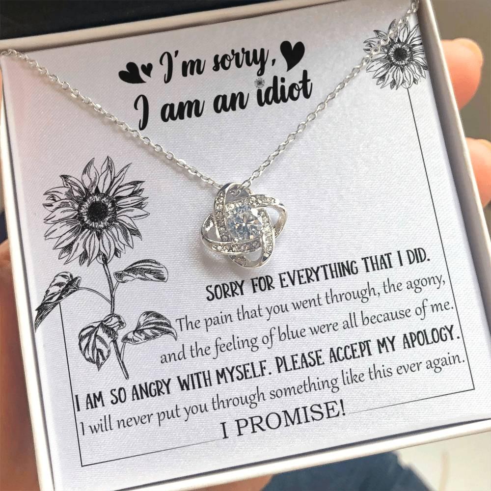 Apology Gift for Girlfriend, Wife, Soulmate - Sorry, Feeling Blue - Love Knot Pendant Necklace - Mallard Moon Gift Shop