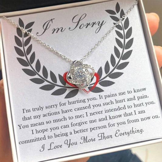 Apology Gift for Girlfriend, Wife, Soulmate - Sorry, From Now On - Love Knot Pendant Necklace - Mallard Moon Gift Shop
