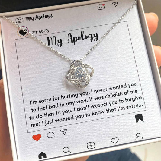Gift for Girlfriend, Wife - Sorry, My Apology - Love Knot Pendant Necklace - Mallard Moon Gift Shop