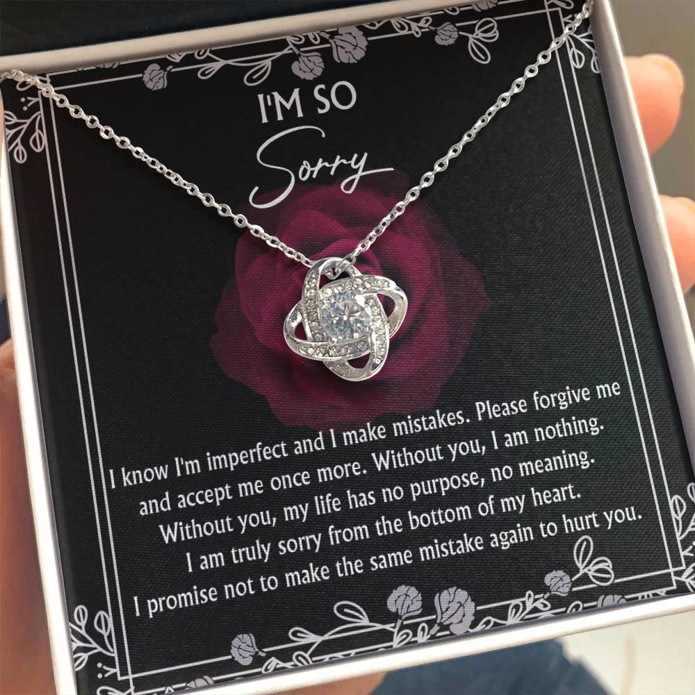 Apology Gift for Girlfriend, Wife, Soulmate - Sorry, I Am Nothing - Love Knot Pendant Necklace - Mallard Moon Gift Shop