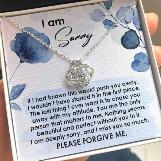 Apology Gift for Girlfriend, Wife, Soulmate - Sorry, Push You Away - Love Knot Pendant Necklace - Mallard Moon Gift Shop