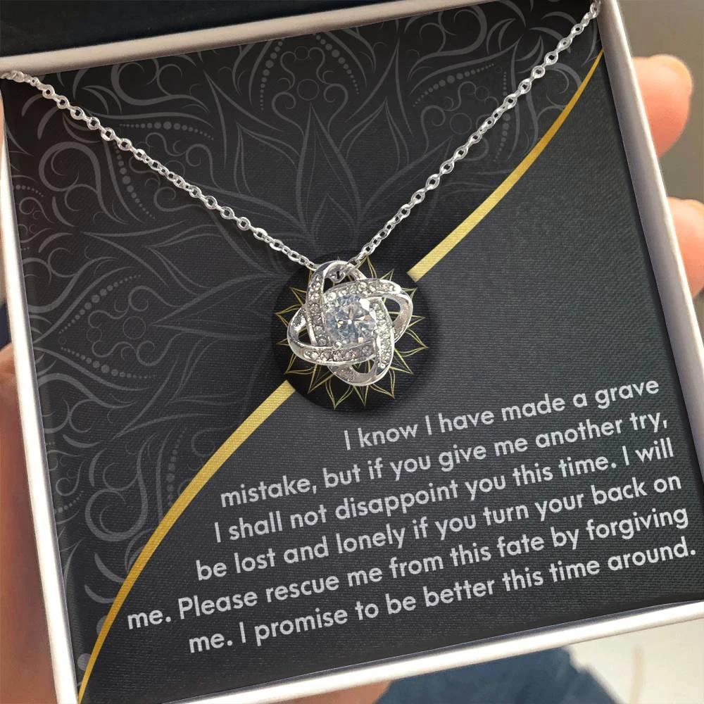Apology Gift for Girlfriend, Wife, Soulmate-Sorry, Turn Your Back-Love Knot Pendant Necklace