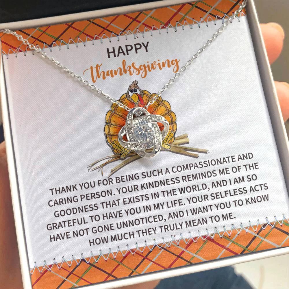 Thanksgiving Gift for Her – “In My Life” Love Knot Necklace with Message Card | Heartfelt Gratitude Gift for Mom, Friend, or Mentor