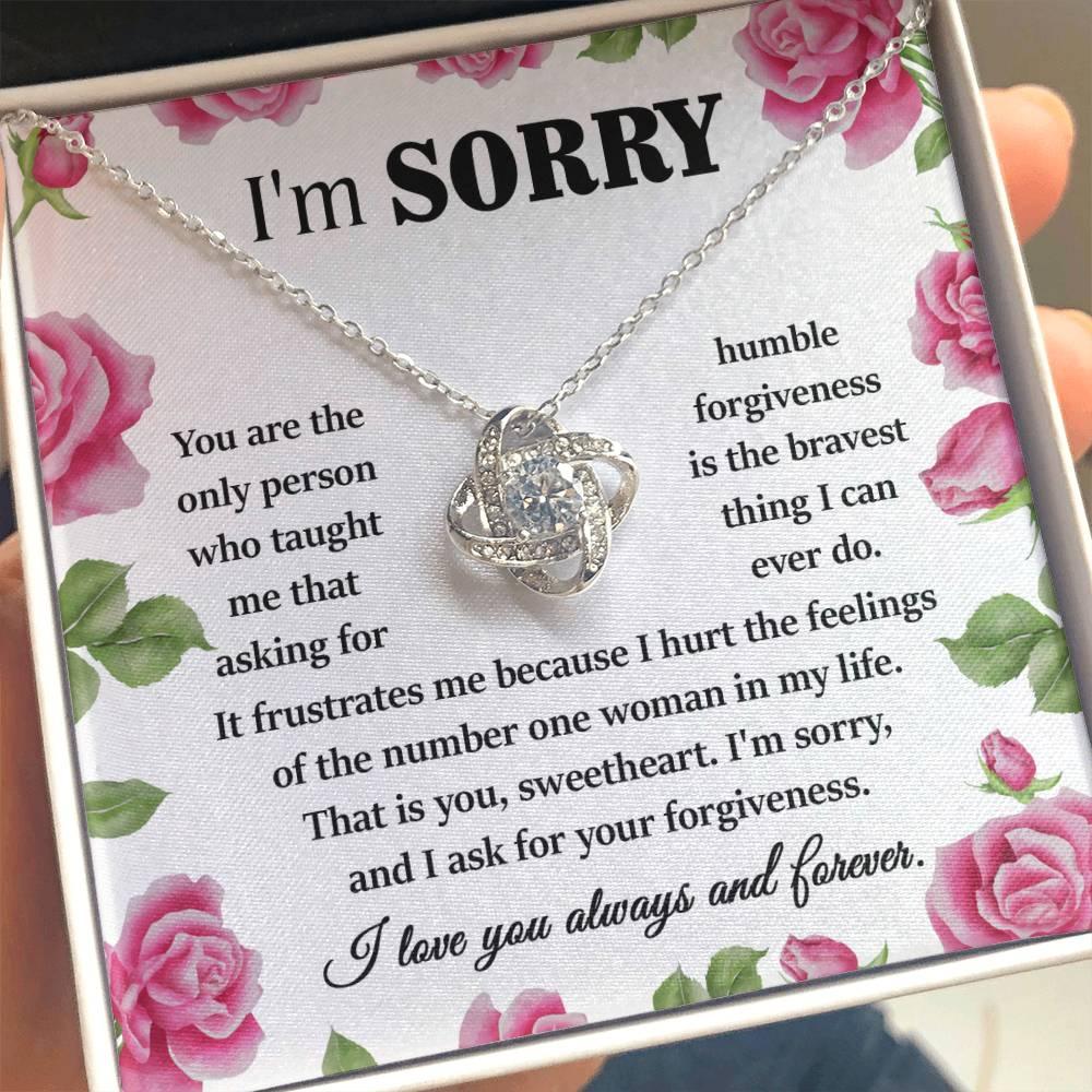 Apology Gift for Girlfriend, Wife, Soulmate-Sorry, Your Forgiveness-Love Knot Pendant Necklace - Mallard Moon Gift Shop