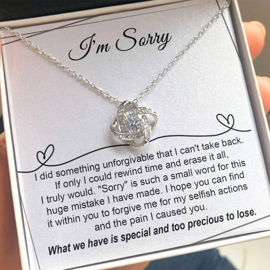 Gift for Girlfriend, Wife - Sorry, Breaking My Heart - Love Knot Pendant Necklace - Mallard Moon Gift Shop