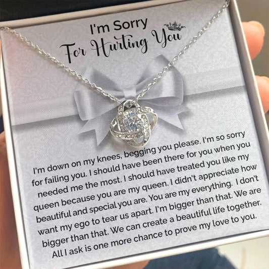 Apology Gift for Girlfriend, Wife, Soulmate - Sorry, My Queen - Love Knot Pendant Necklace - Mallard Moon Gift Shop