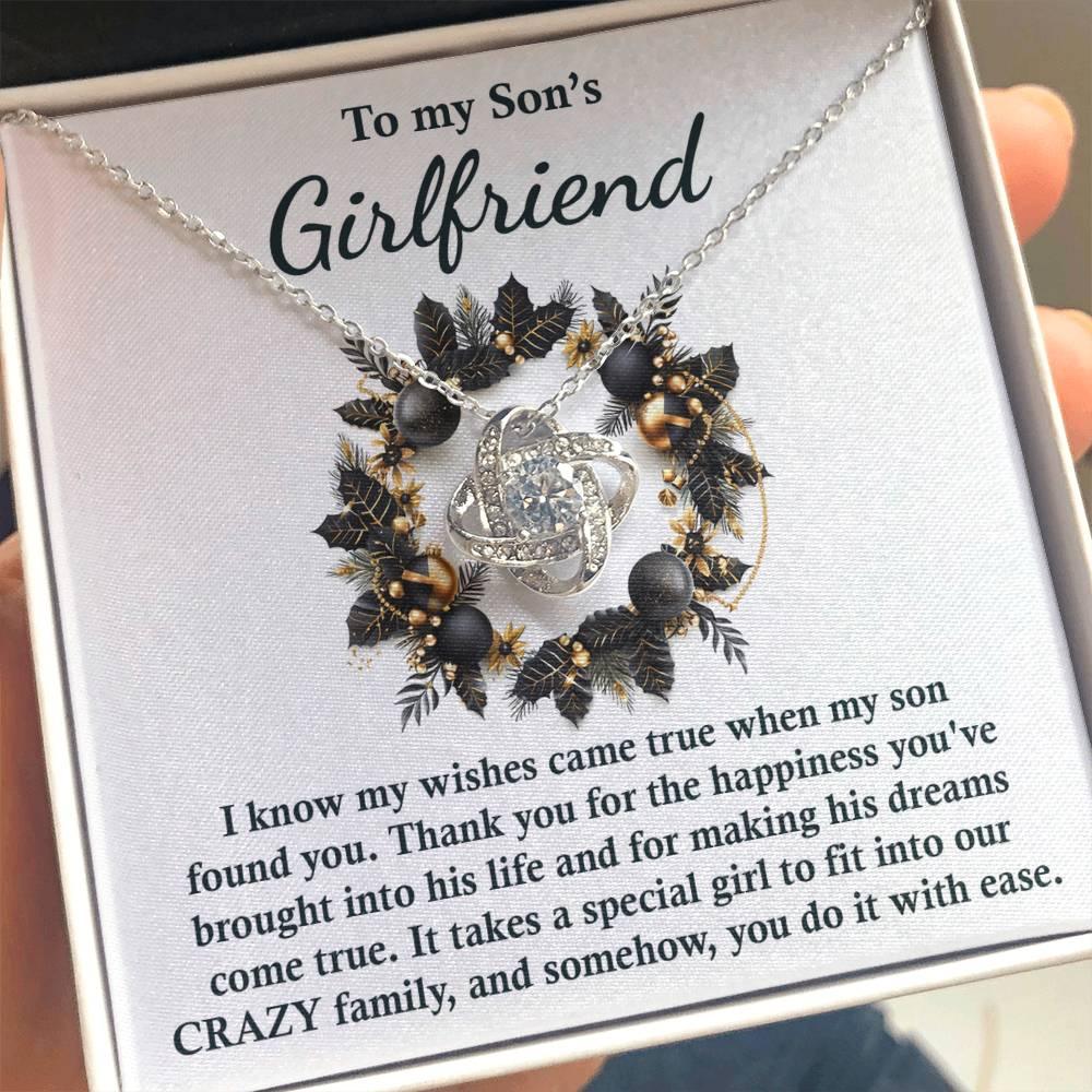 Gift for Son's Girlfriend - My Wishes Came True When He Found You - Love Knot Pendant Necklace - Mallard Moon Gift Shop