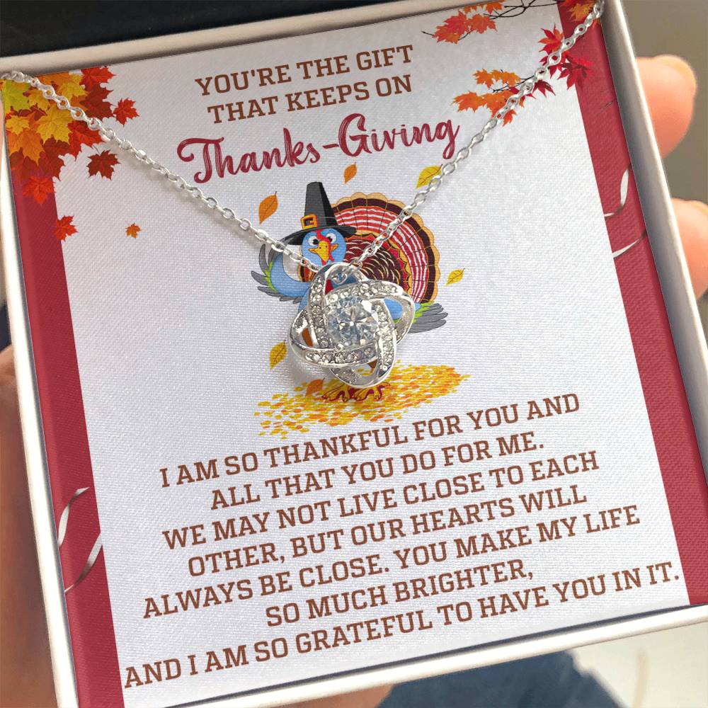 Gift for Thanksgiving - Always Be Close - Love Knot Pendant Necklace - Mallard Moon Gift Shop