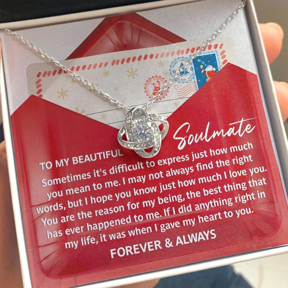 Soulmate Love Knot Necklace – “Forever & Always” Letter-Inspired Romantic Gift for Her