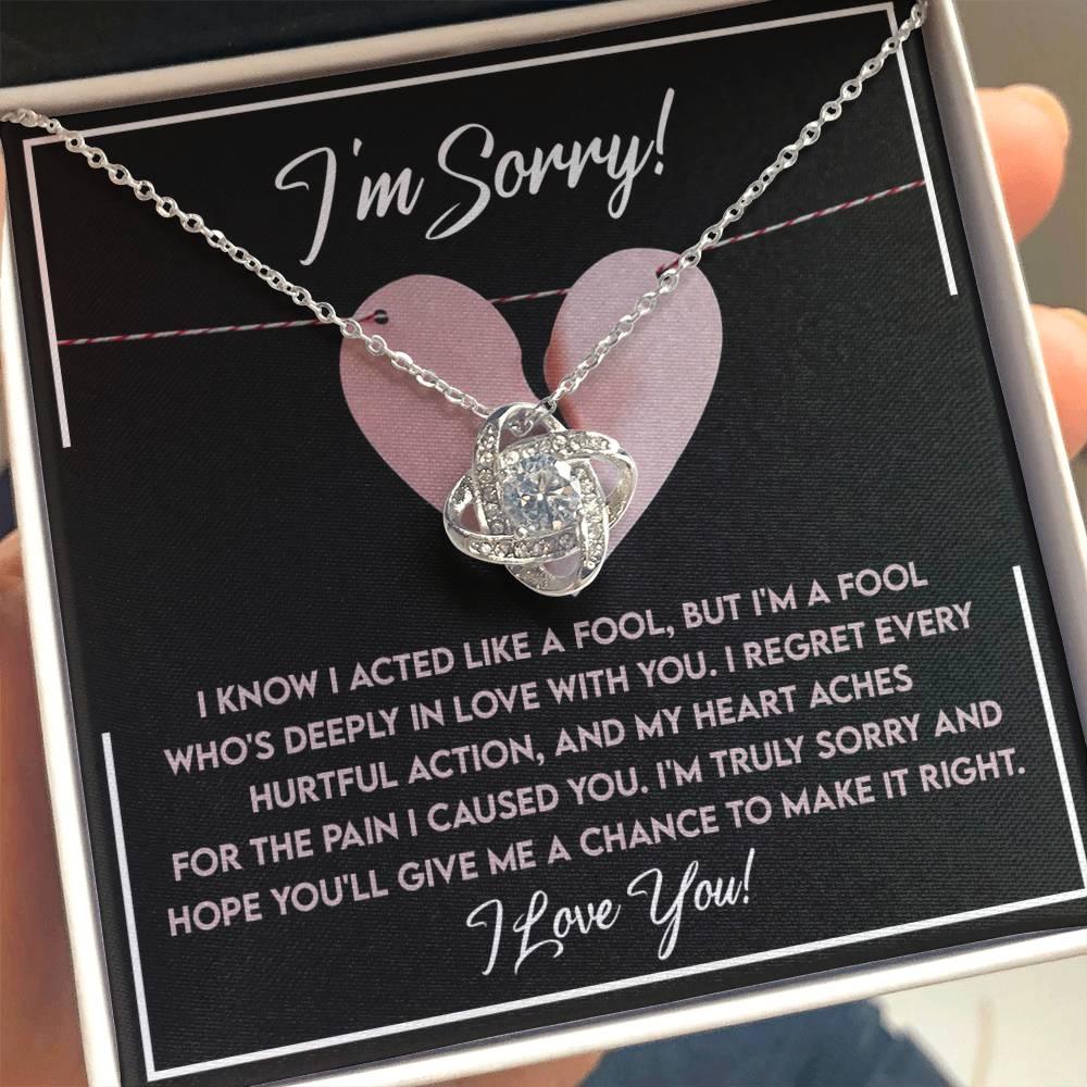 Apology Gift for Girlfriend, Wife, Soulmate - Sorry, Deeply In Love - Love Knot Pendant Necklace - Mallard Moon Gift Shop