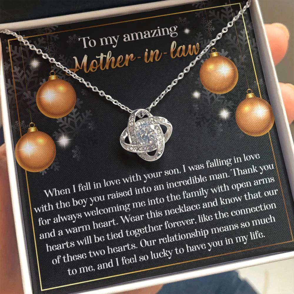 Gift for Mother-in-Law - Two Hearts - Love Knot Necklace