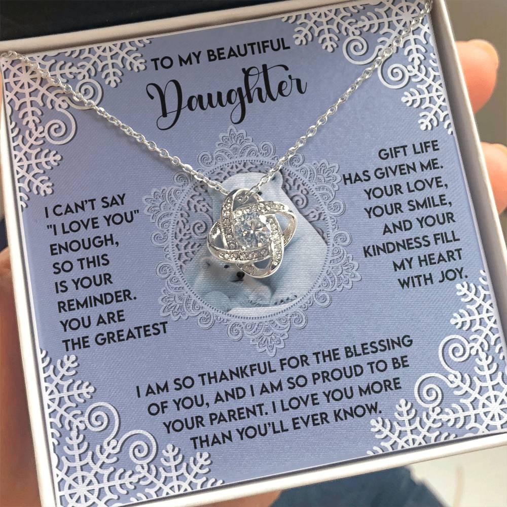 Gift for Daughter - Fill My Heart - Love Knot Pendant Necklace - Mallard Moon Gift Shop