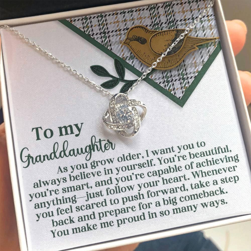 Gift for Granddaughter - A Big Comeback - Love Knot Pendant Necklace - Mallard Moon Gift Shop