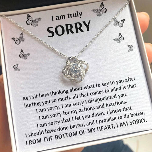 Apology Gift for Girlfriend, Wife, Soulmate - Sorry, Done Better - Love Knot Pendant Necklace - Mallard Moon Gift Shop