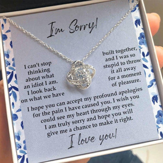 Apology Gift for Girlfriend, Wife, Soulmate - Sorry, Through My Eyes - Love Knot Pendant Necklace - Mallard Moon Gift Shop