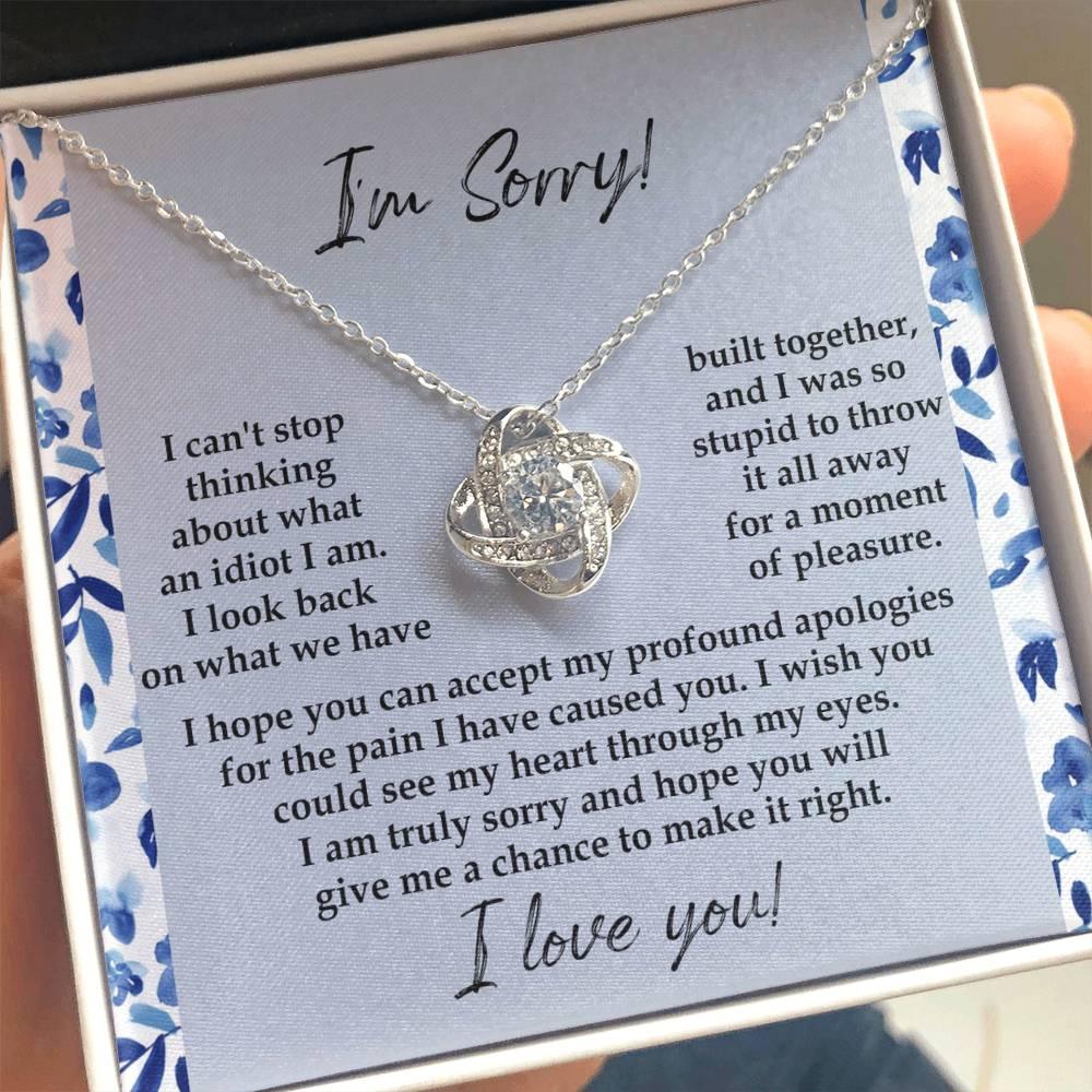 Apology Gift for Girlfriend, Wife, Soulmate - Sorry, Through My Eyes - Love Knot Pendant Necklace - Mallard Moon Gift Shop