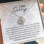 Apology Gift for Girlfriend, Wife, Soulmate - Sorry, Forever Love You - Love Knot Pendant Necklace