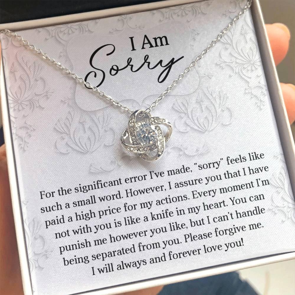 Apology Gift for Girlfriend, Wife, Soulmate - Sorry, Forever Love You - Love Knot Pendant Necklace - Mallard Moon Gift Shop