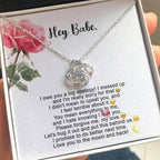 Hey Babe – I’m Sorry Love Knot Necklace | Heartfelt Apology Gift for Partner with Message Card