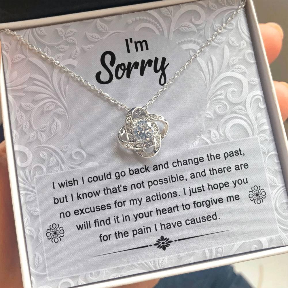 Apology Gift for Girlfriend, Wife, Soulmate - Sorry, Change The Past - Love Knot Pendant Necklace - Mallard Moon Gift Shop