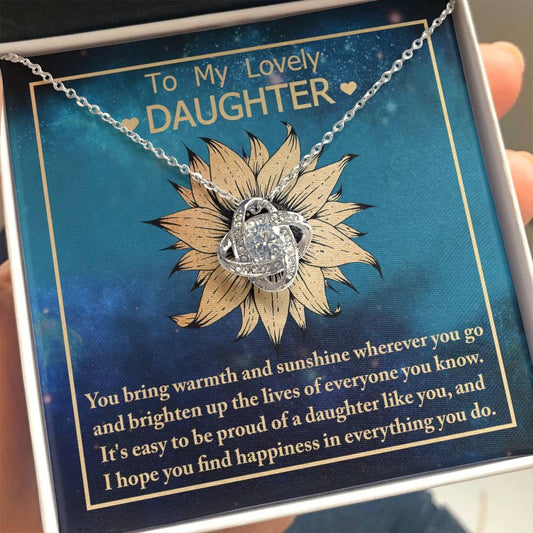 Daughter Gift for Birthday, Christmas, Graduation - Proud Of You - Love Knot Pendant Necklace - Mallard Moon Gift Shop