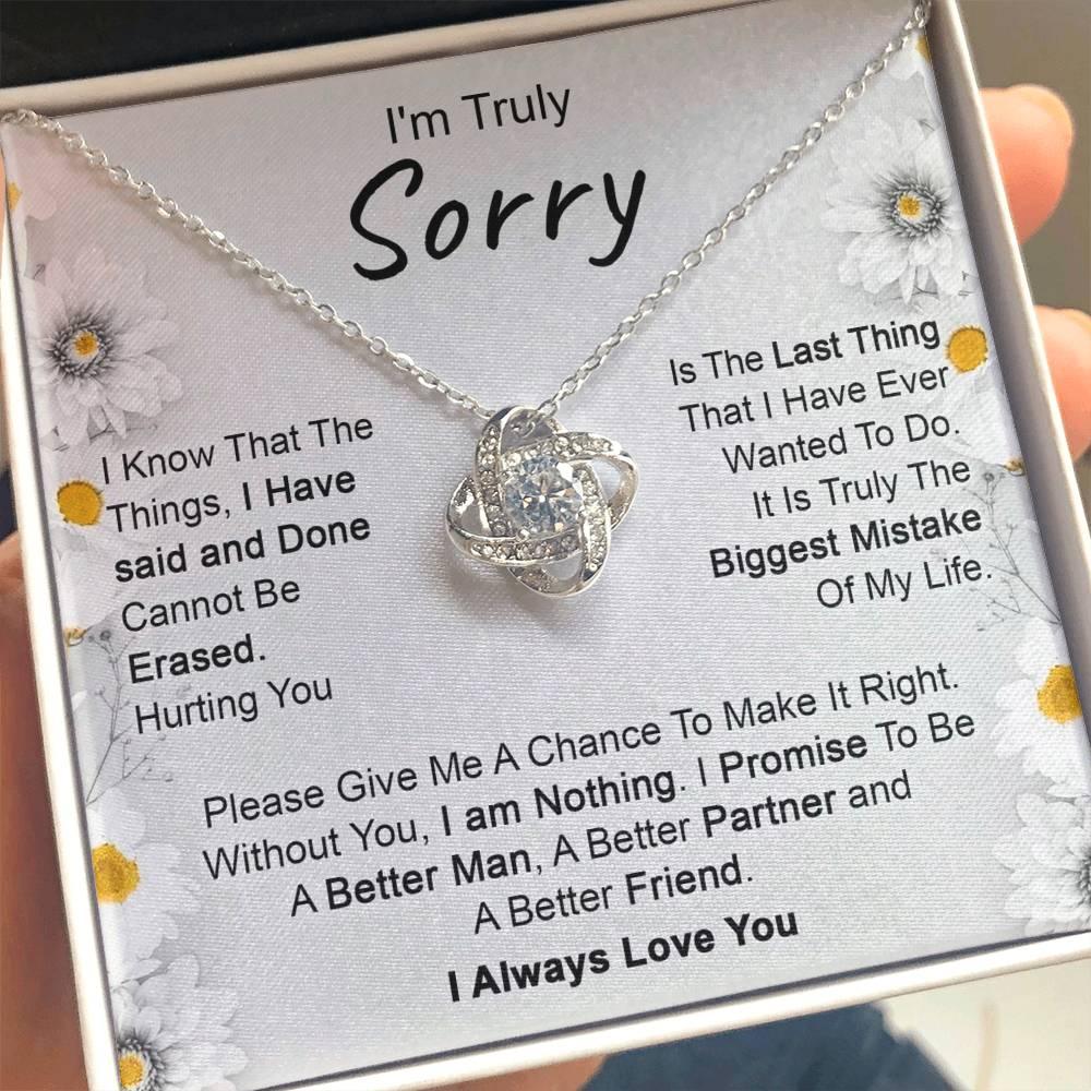 Apology Gift for Girlfriend, Wife, Soulmate - I’m Truly Sorry - Love Knot Pendant Necklace - Mallard Moon Gift Shop