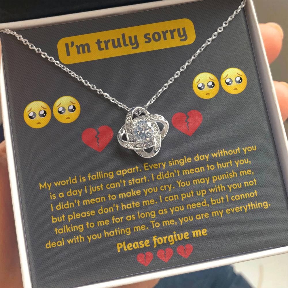 Apology Gift for Girlfriend, Wife, Soulmate - Sorry, Make You Cry - Love Knot Pendant Necklace - Mallard Moon Gift Shop